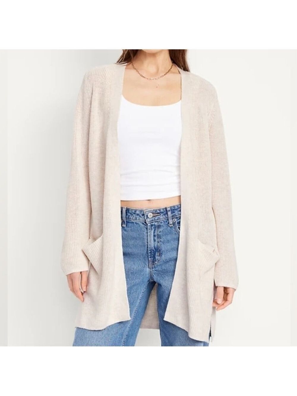 4X • Old Navy • Cozy Cream Open-Front Longline Cardigan Sweater